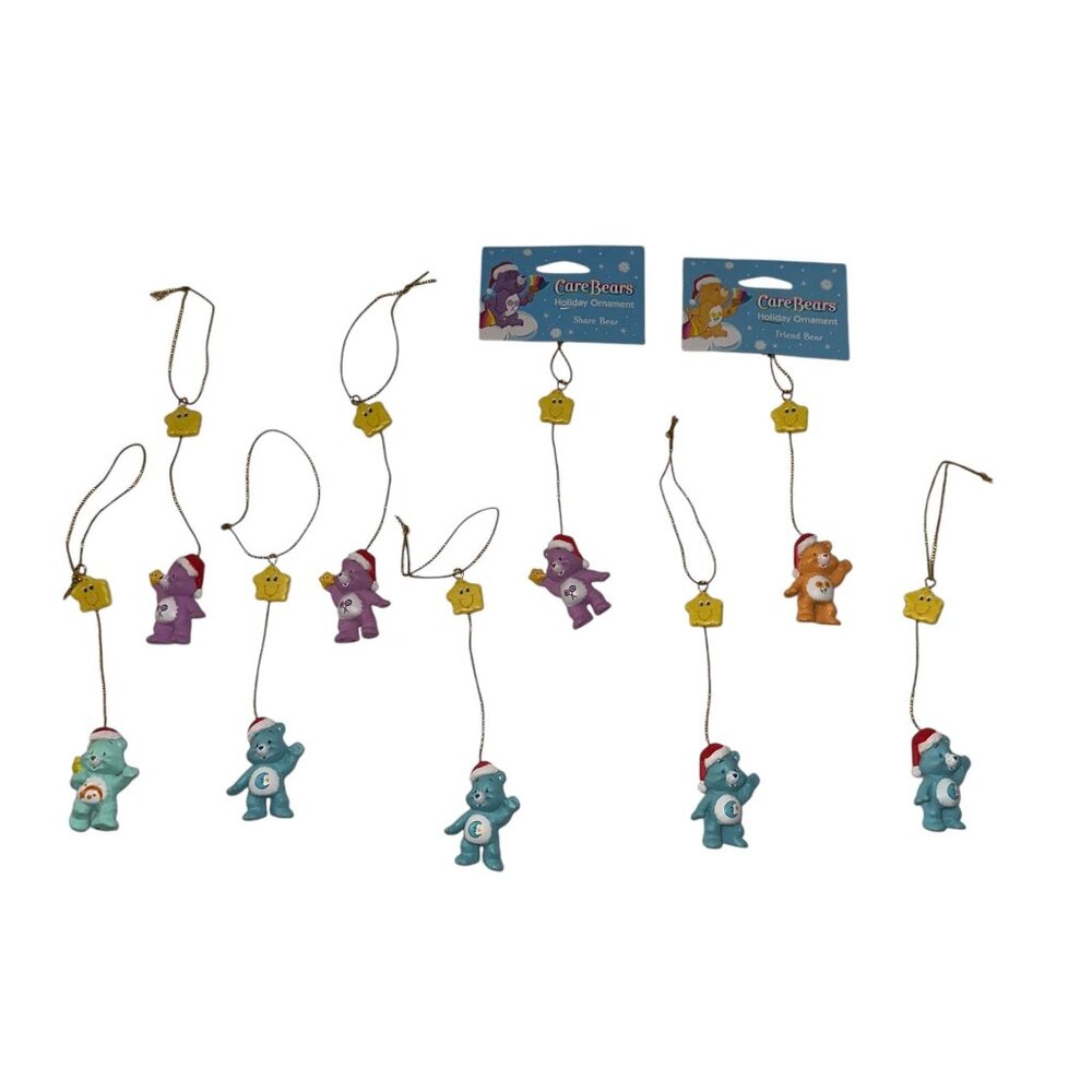 New Used Vintage Care Bears Mini Christmas Ornaments Set 9 Holiday 2004 Share